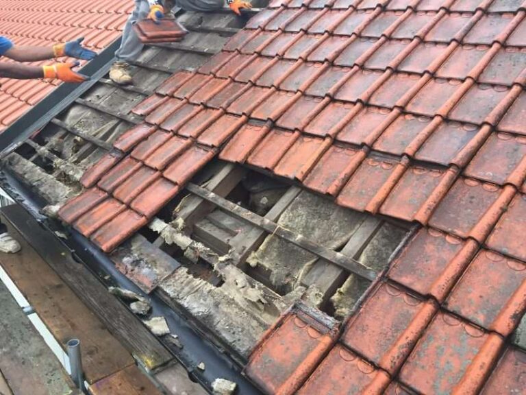 broken roof tiles